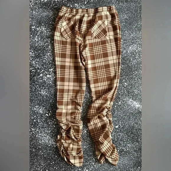 SHEIN Curvy Leggins Sz 2XL Plaid Tan/Brown - Picture 2 of 4